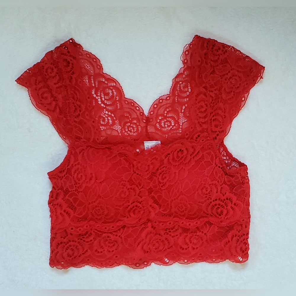 Prime Cut Red Lace Crop Top